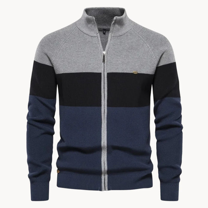 Herren Strickjacke mit Reißverschluss und Stehkragen