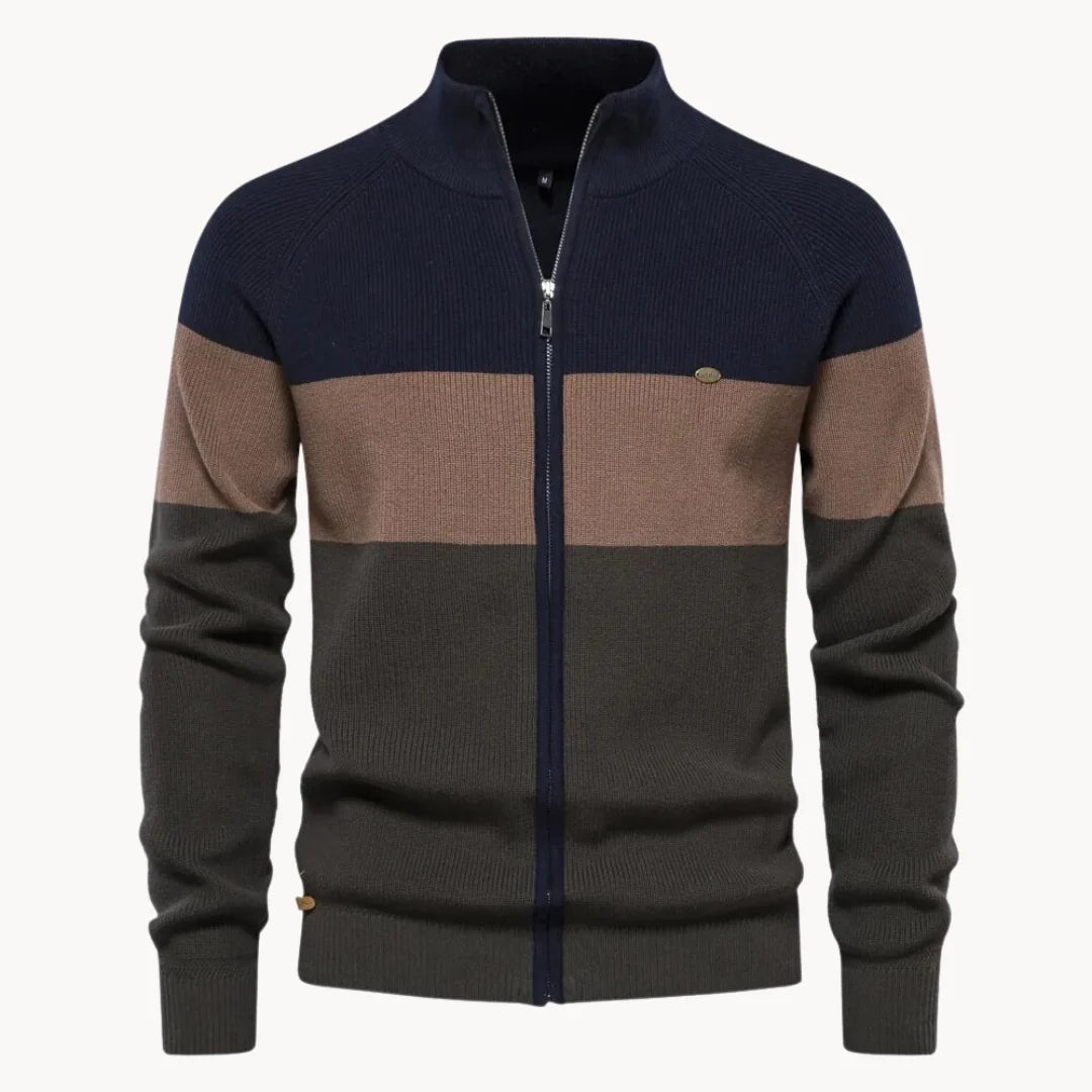 Herren Strickjacke mit Reißverschluss und Stehkragen