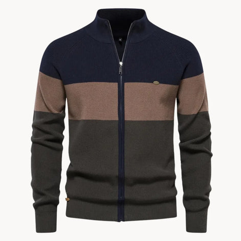 Herren Strickjacke mit Reißverschluss und Stehkragen