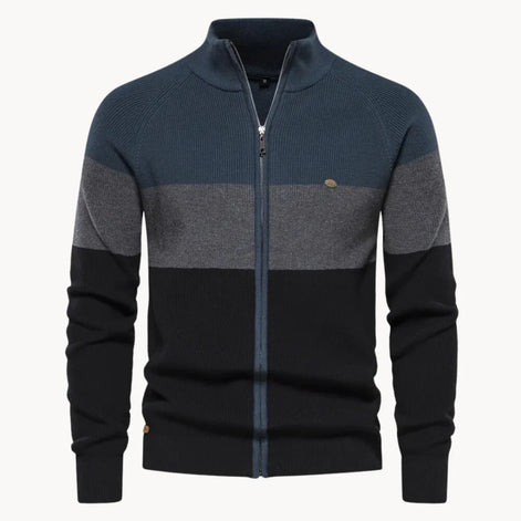 Herren Strickjacke mit Reißverschluss und Stehkragen