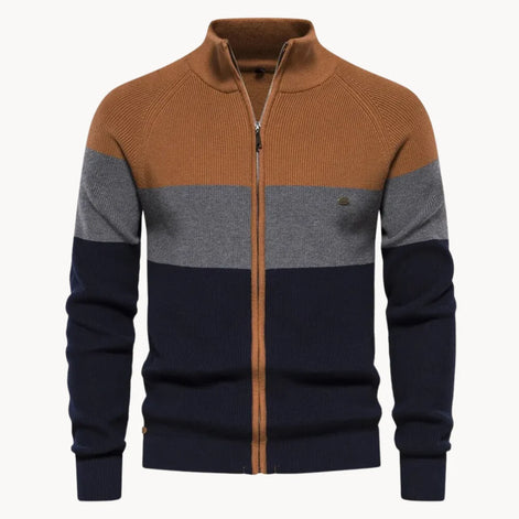Herren Strickjacke mit Reißverschluss und Stehkragen