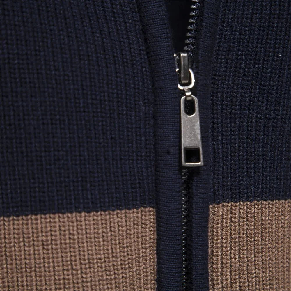 Herren Strickjacke mit Reißverschluss und Stehkragen