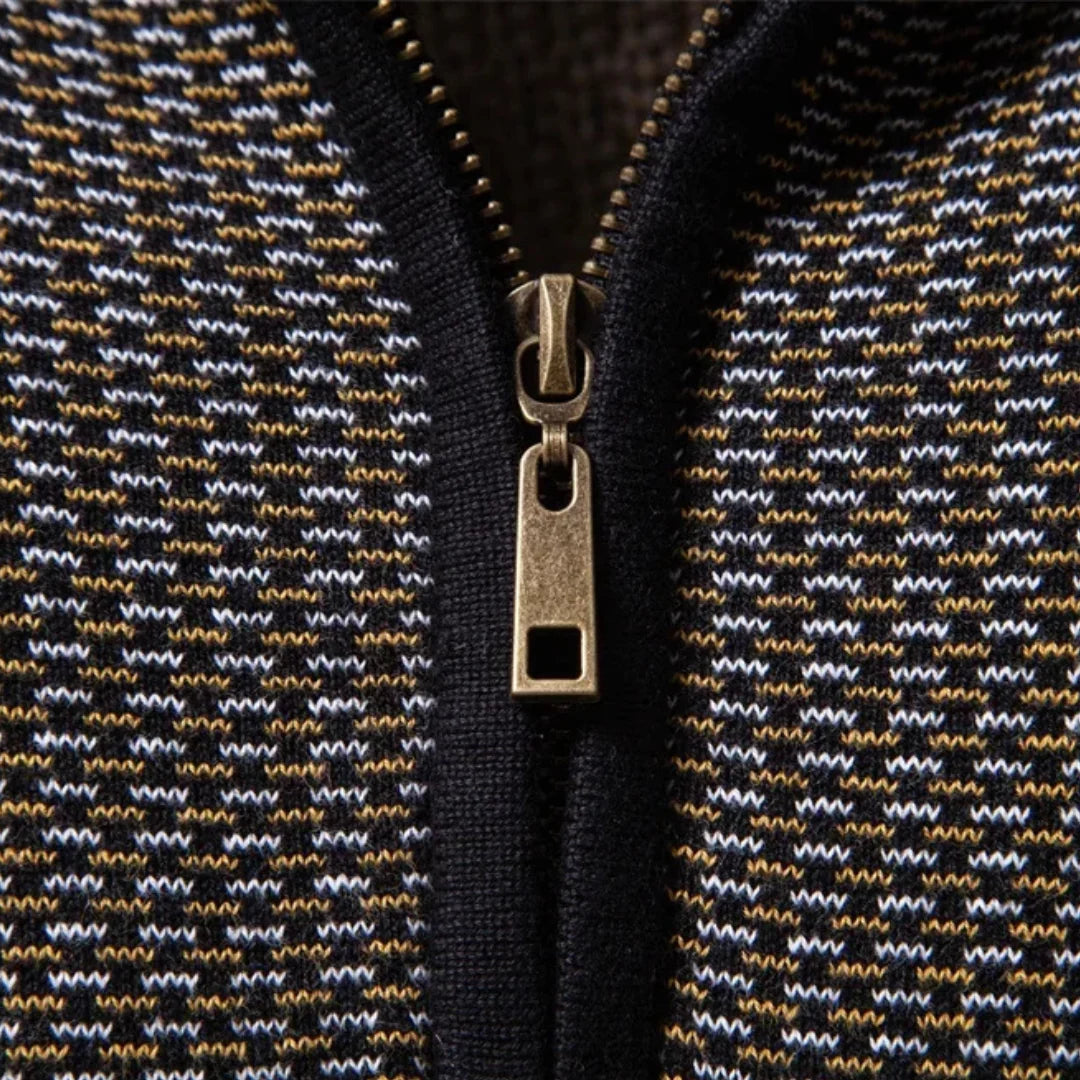 Herren Strukturpullover mit Viertelreißverschluss