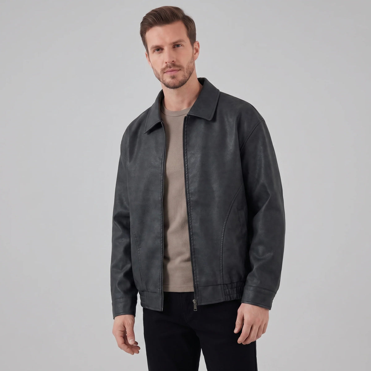 Herrenjacke mit lockerer Passform und Kragen