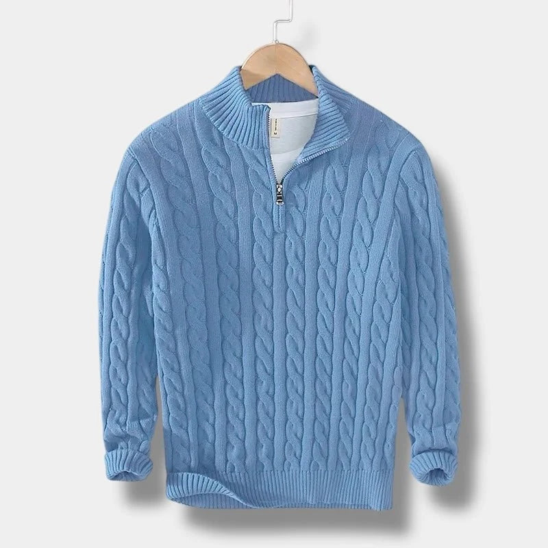 Herrenpullover mit Halbem Reißverschluss und Jacquard-Struktur