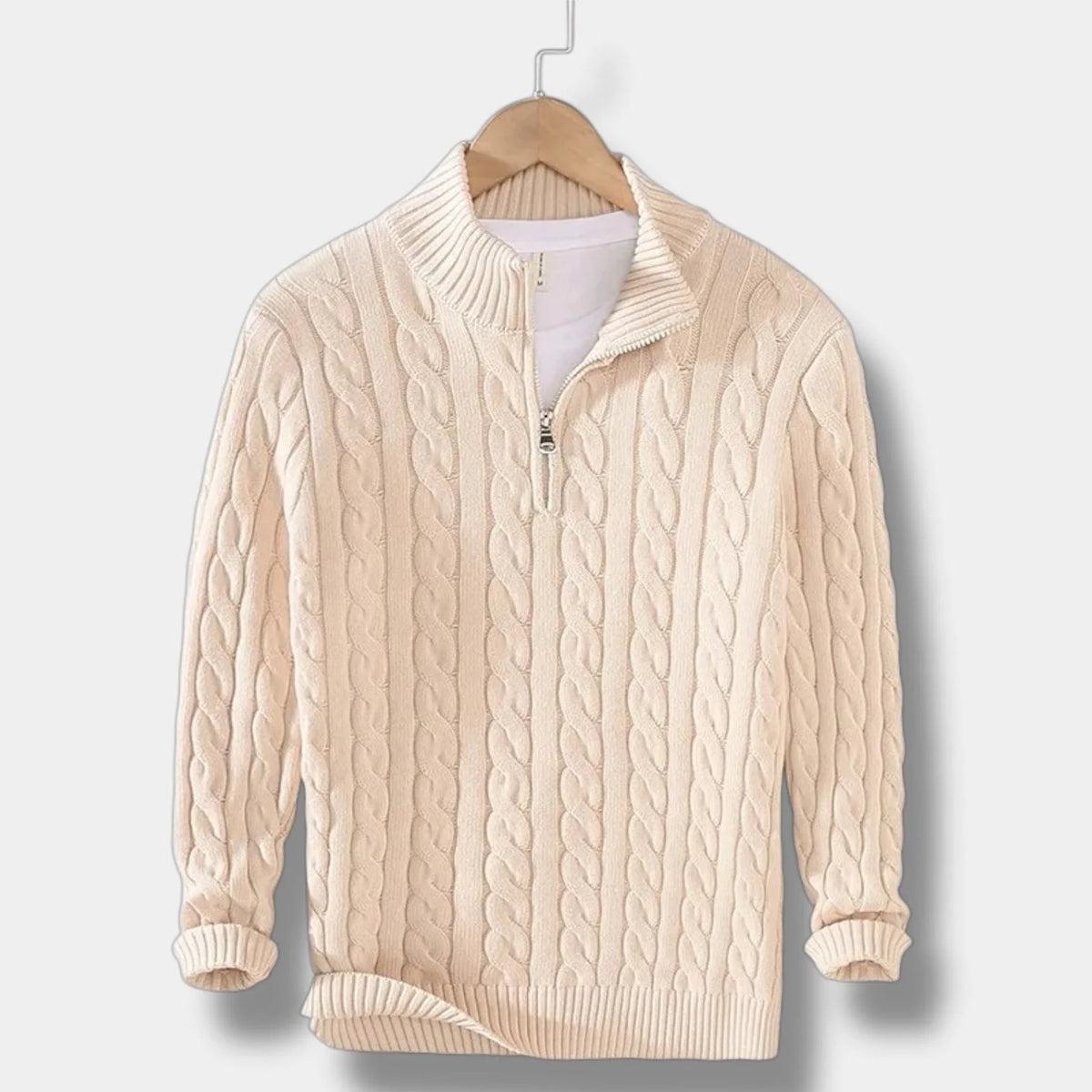 Herrenpullover mit Halbem Reißverschluss und Jacquard-Struktur