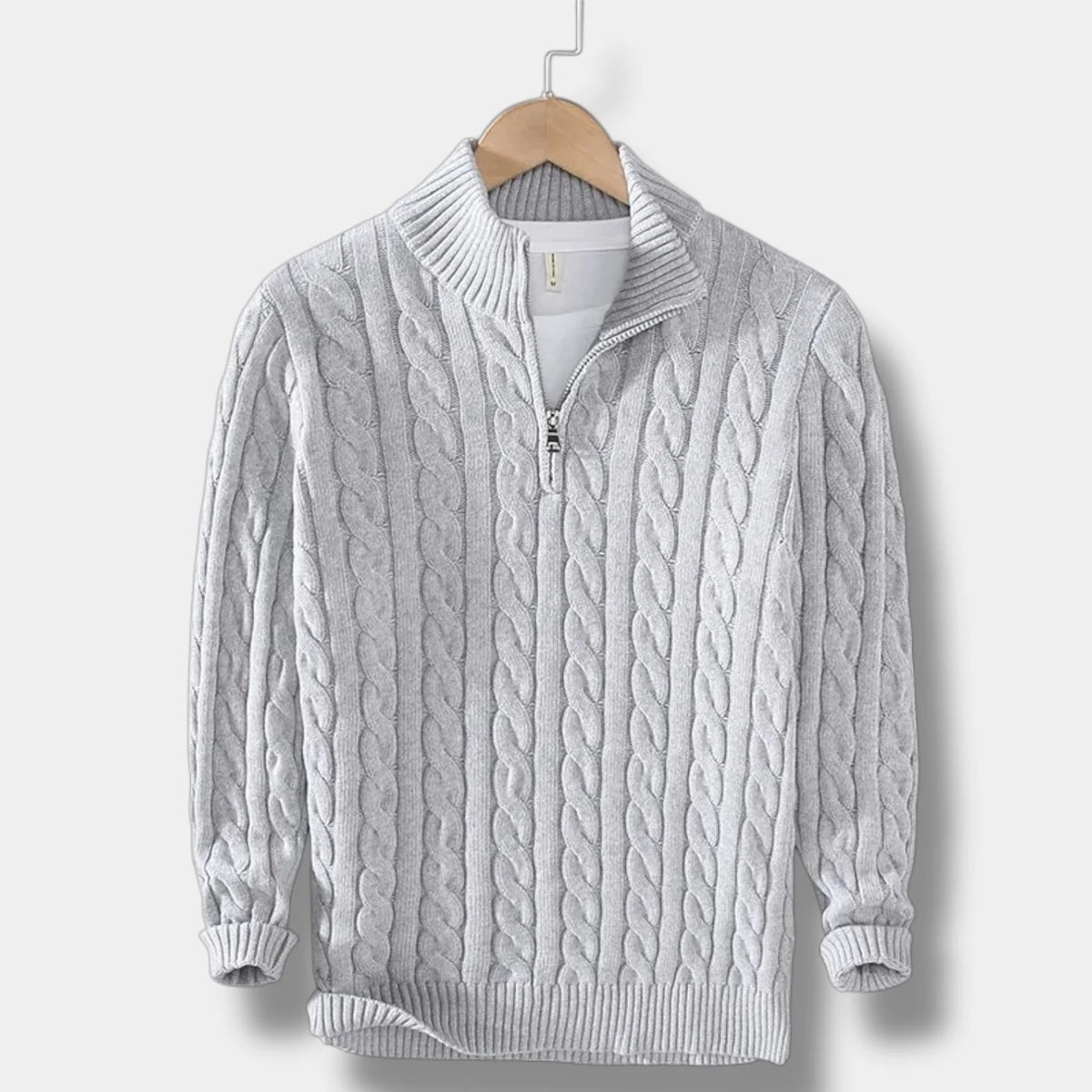 Herrenpullover mit Halbem Reißverschluss und Jacquard-Struktur