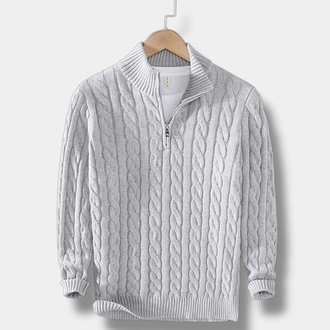 Herrenpullover mit Halbem Reißverschluss und Jacquard-Struktur