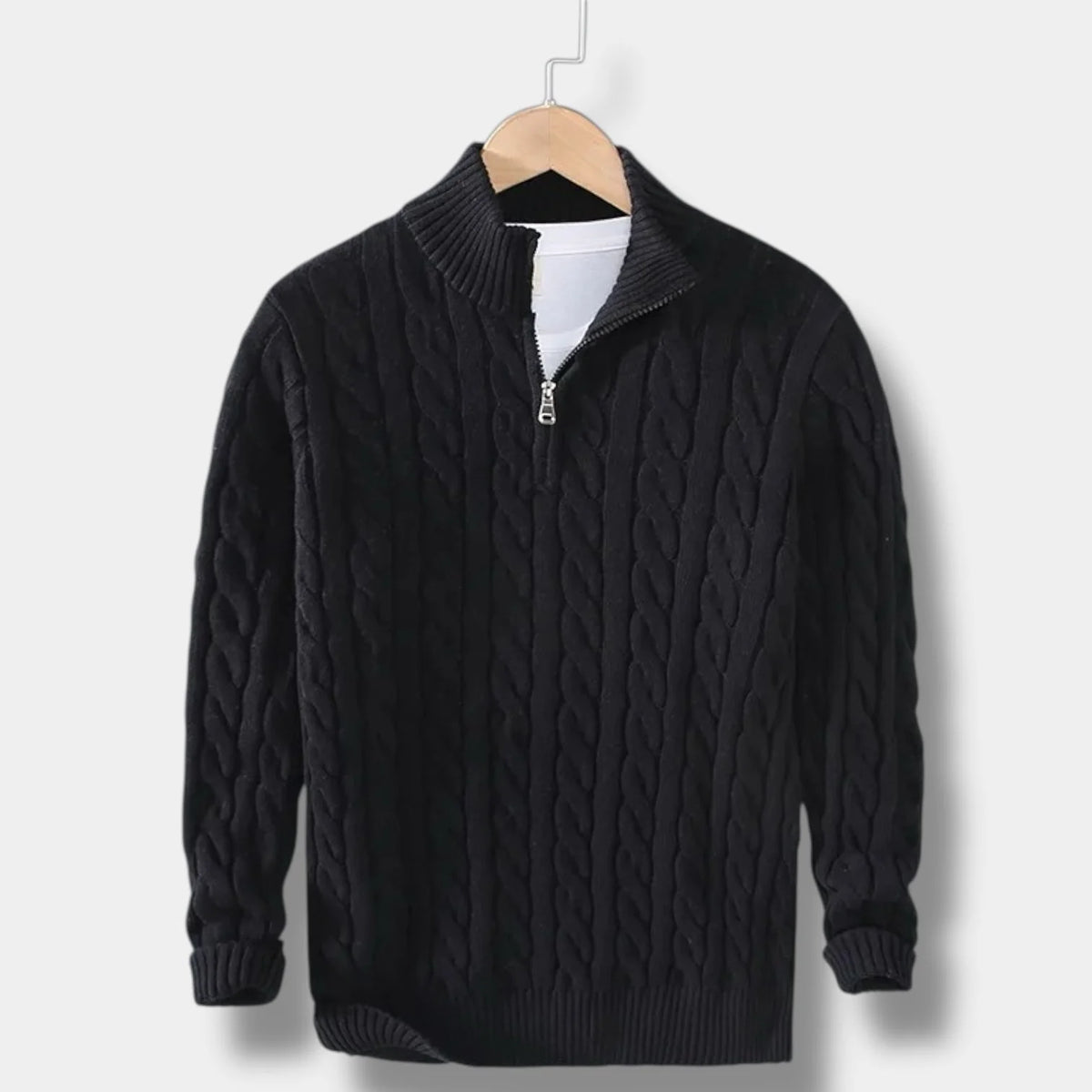 Herrenpullover mit Halbem Reißverschluss und Jacquard-Struktur