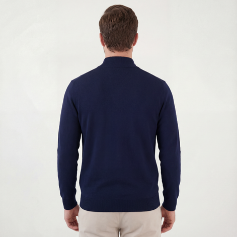 Marineblauer Halbreißverschluss Pullover
