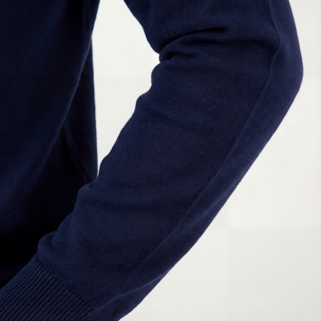 Marineblauer Halbreißverschluss Pullover