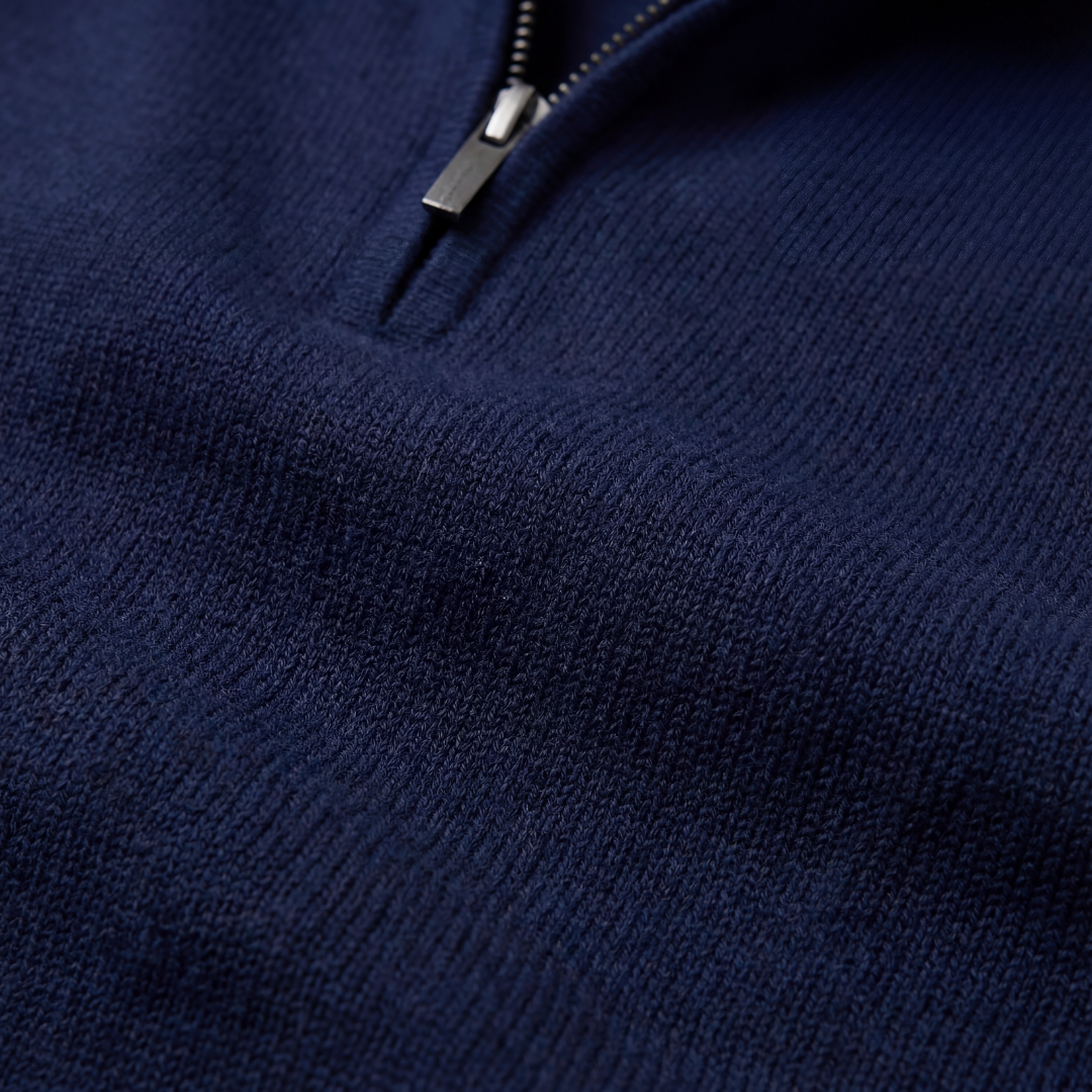 Marineblauer Halbreißverschluss Pullover