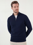 Marineblauer Halbreißverschluss Pullover