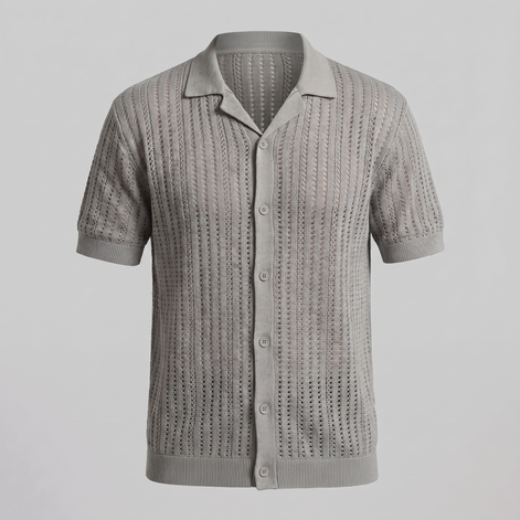 Herren Luftiges Strickshirt Lässiges Sommershirt