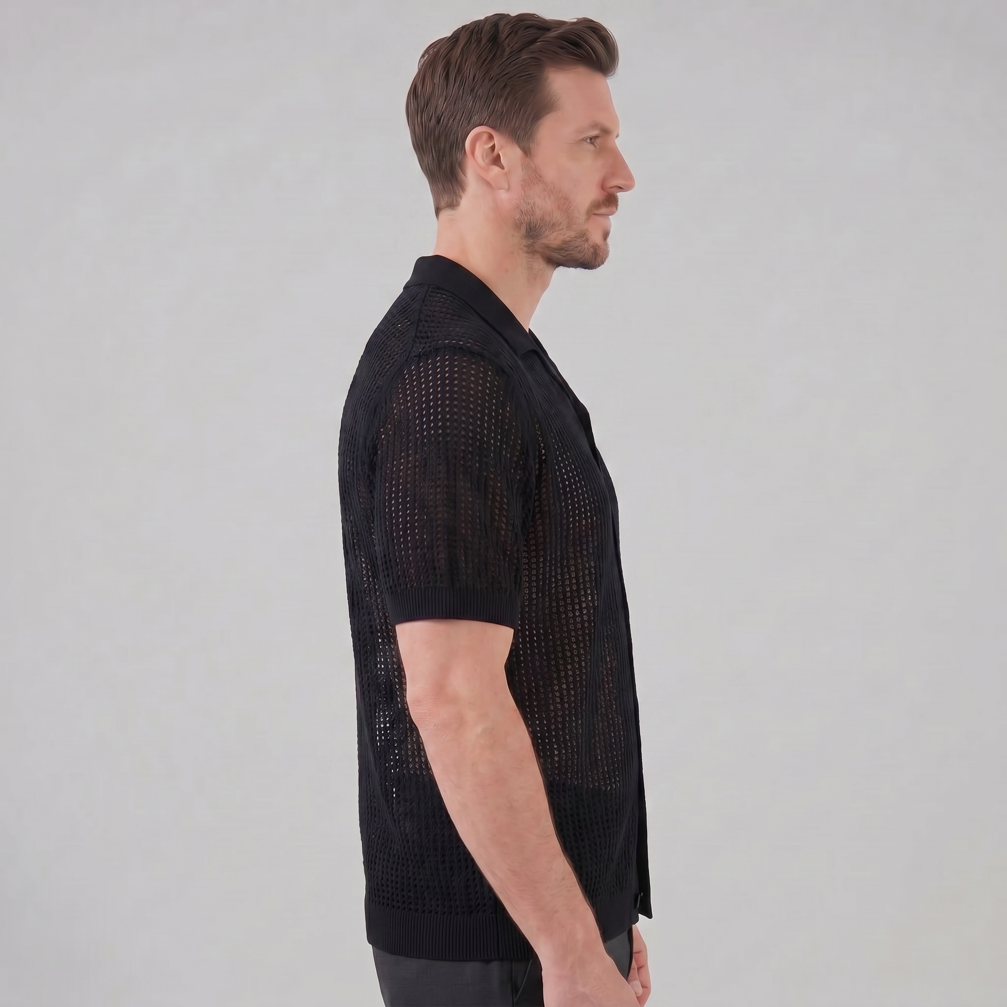 Herren Luftiges Strickshirt Lässiges Sommershirt