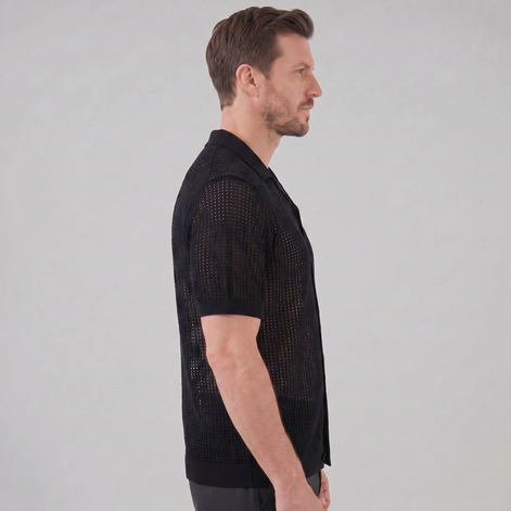 Herren Luftiges Strickshirt Lässiges Sommershirt