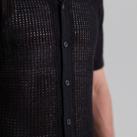 Herren Luftiges Strickshirt Lässiges Sommershirt