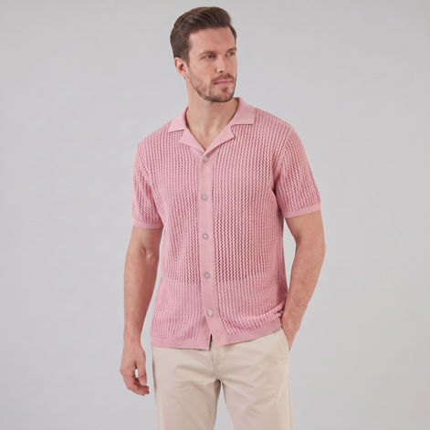 Herren Luftiges Strickshirt Lässiges Sommershirt