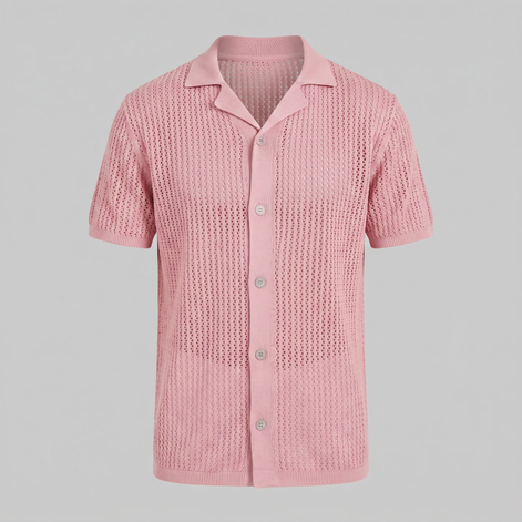 Herren Luftiges Strickshirt Lässiges Sommershirt