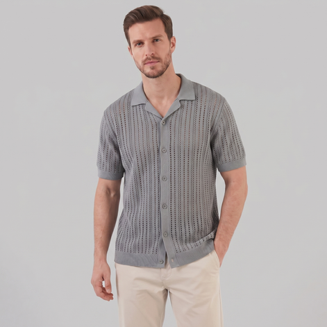 Herren Luftiges Strickshirt Lässiges Sommershirt