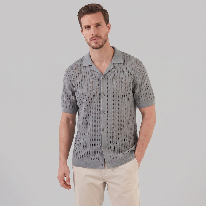 Herren Luftiges Strickshirt Lässiges Sommershirt
