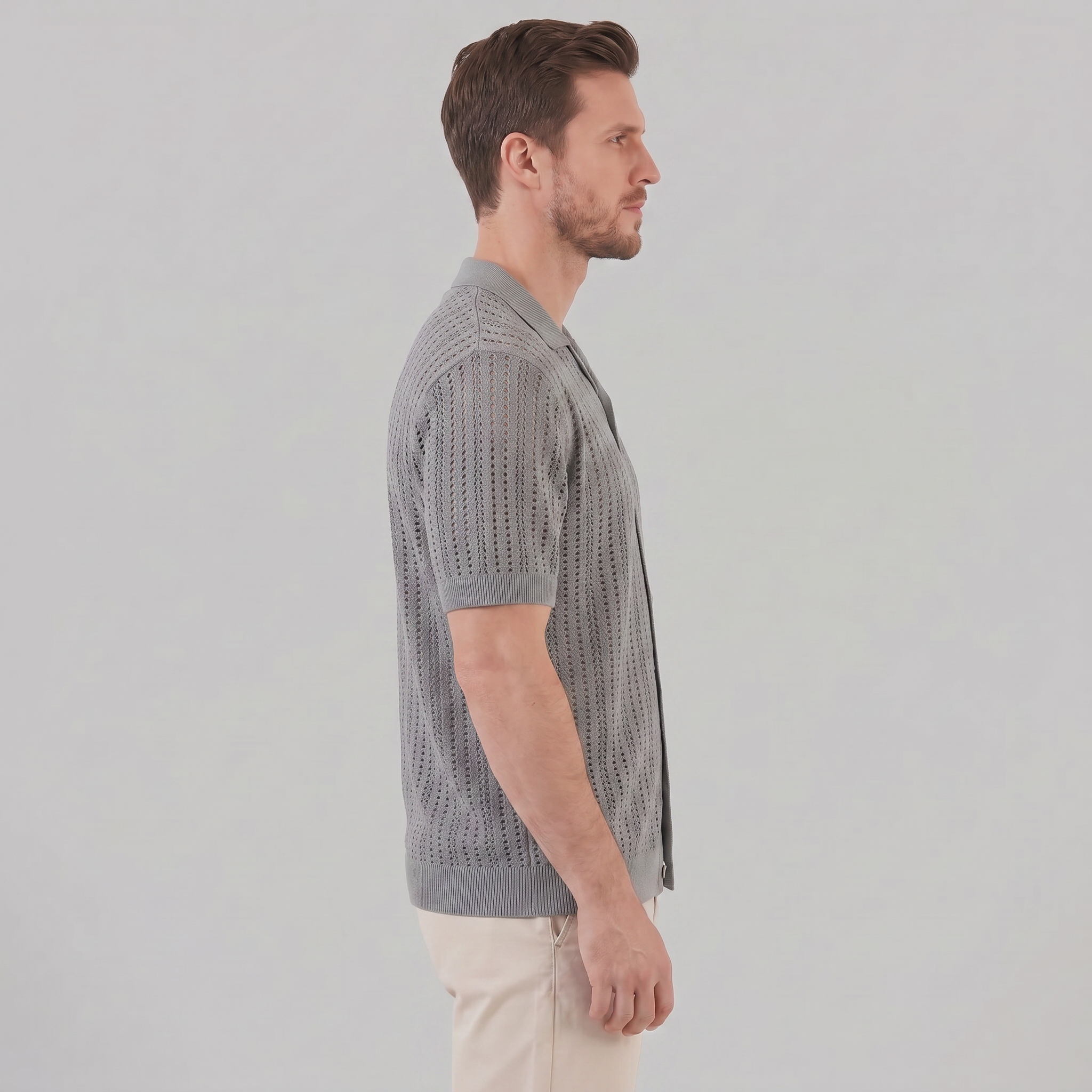 Herren Luftiges Strickshirt Lässiges Sommershirt