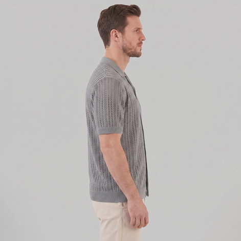 Herren Luftiges Strickshirt Lässiges Sommershirt