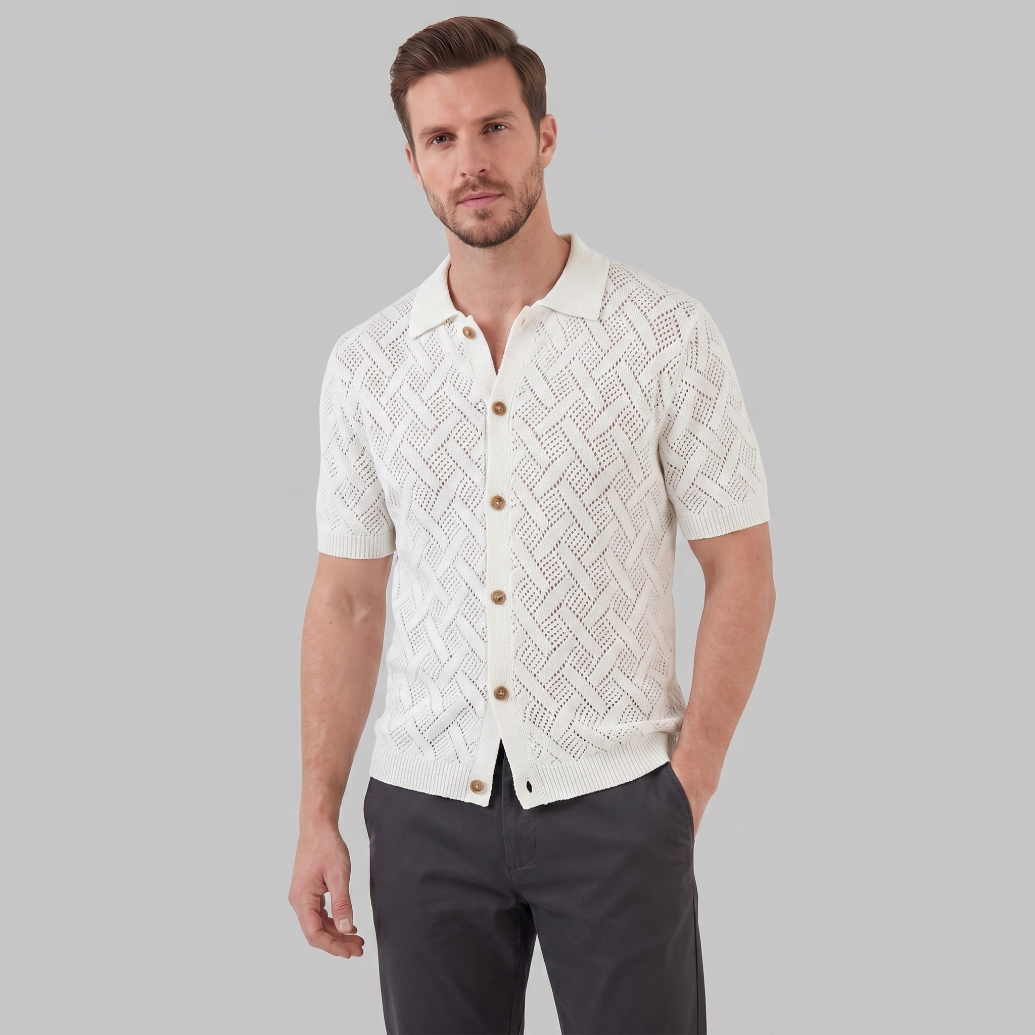 Herren Strand Strickpolohemd Für Den Sommer