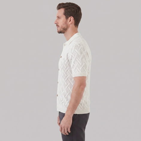 Herren Strand Strickpolohemd Für Den Sommer