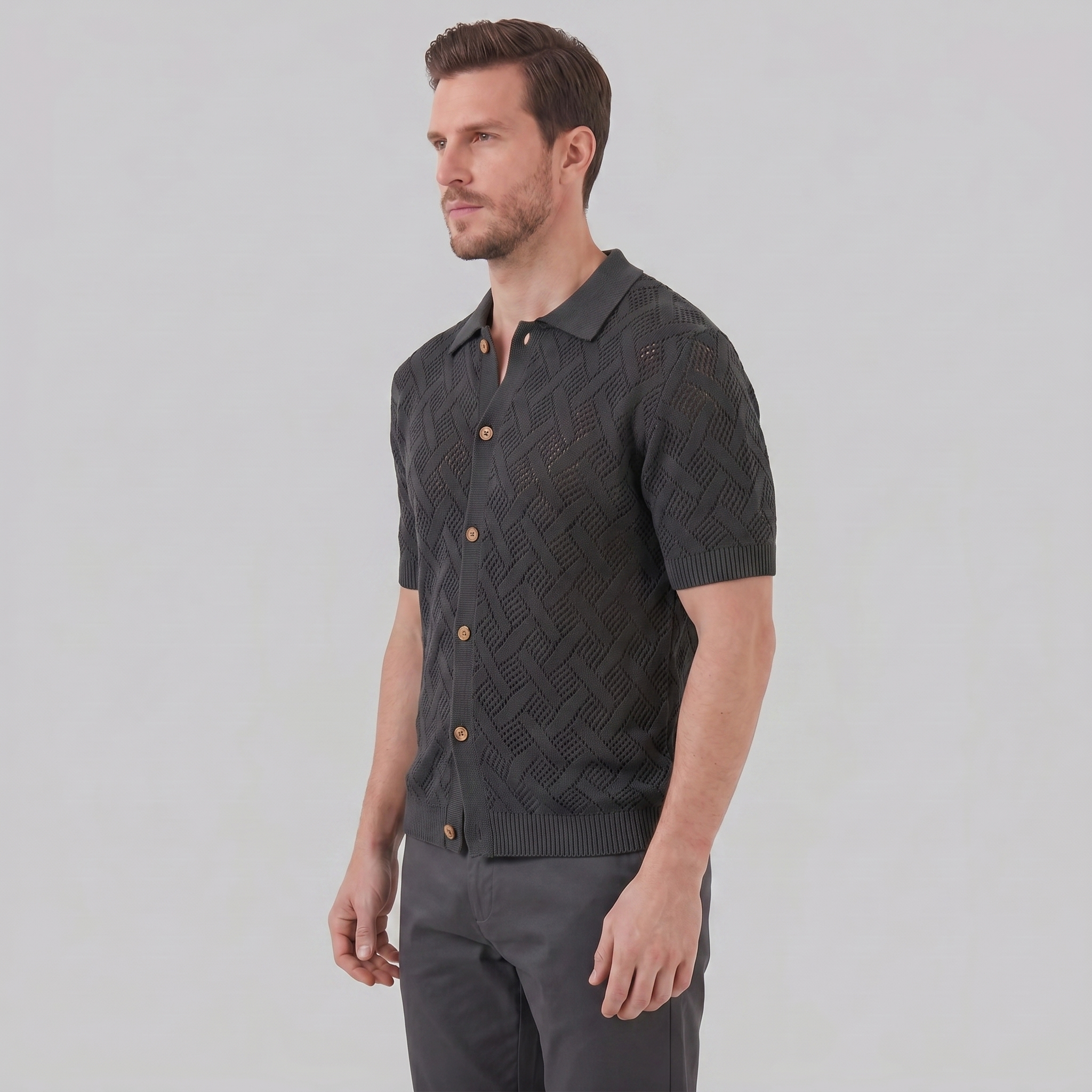Herren Strand Strickpolohemd Für Den Sommer