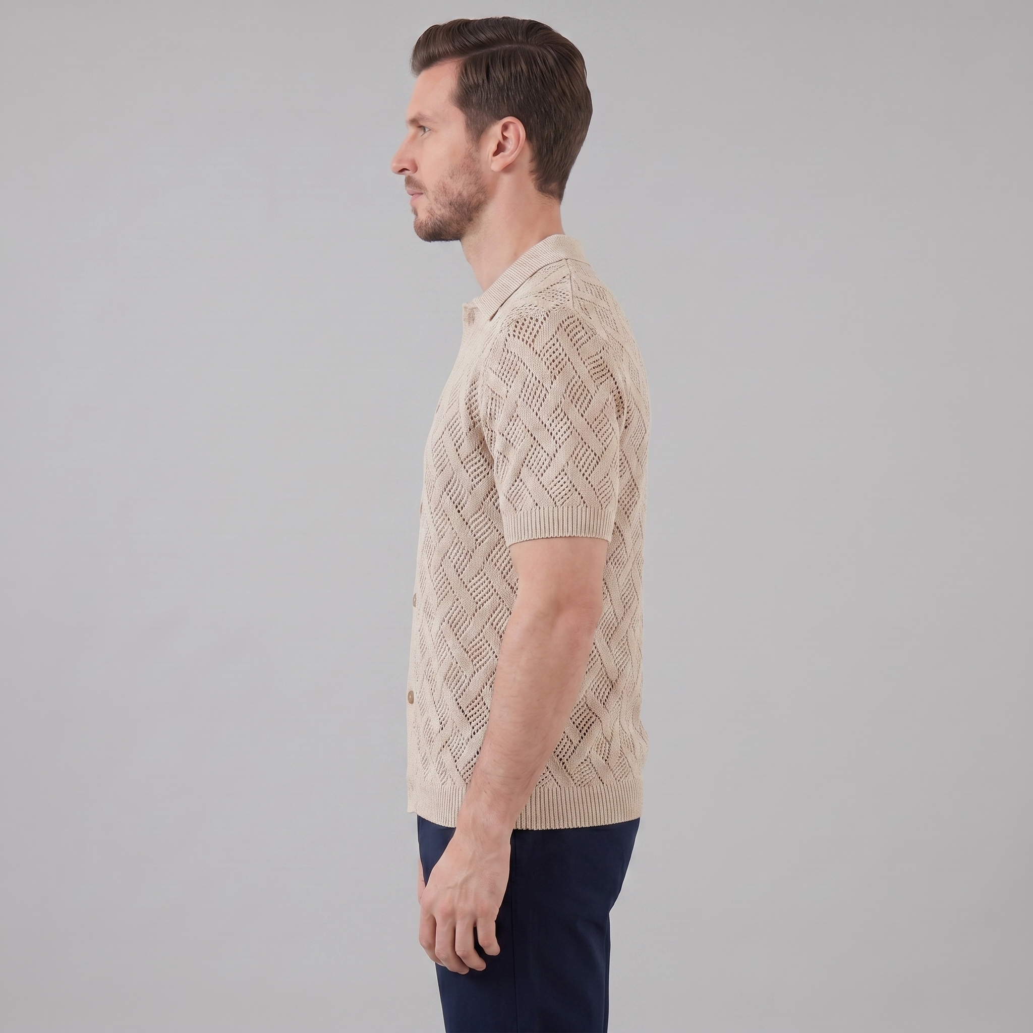 Herren Strand Strickpolohemd Für Den Sommer