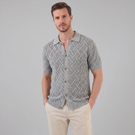 Herren Strand Strickpolohemd Für Den Sommer