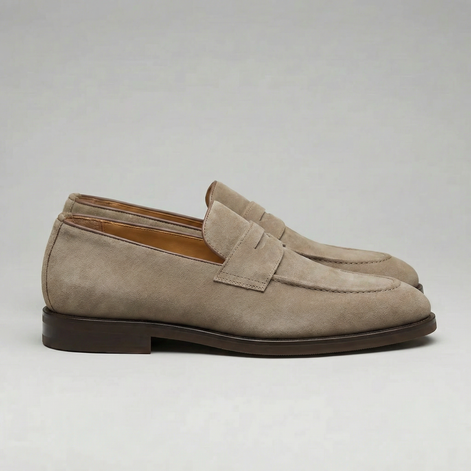 Herren Beige Wildleder Penny Loafer