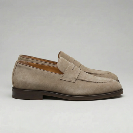 Herren Beige Wildleder Penny Loafer