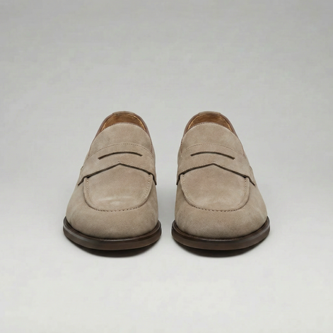 Herren Beige Wildleder Penny Loafer