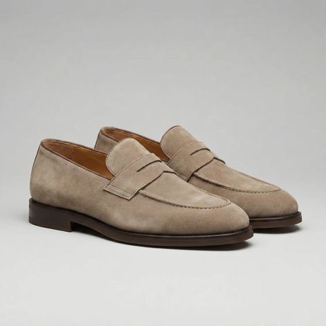 Herren Beige Wildleder Penny Loafer