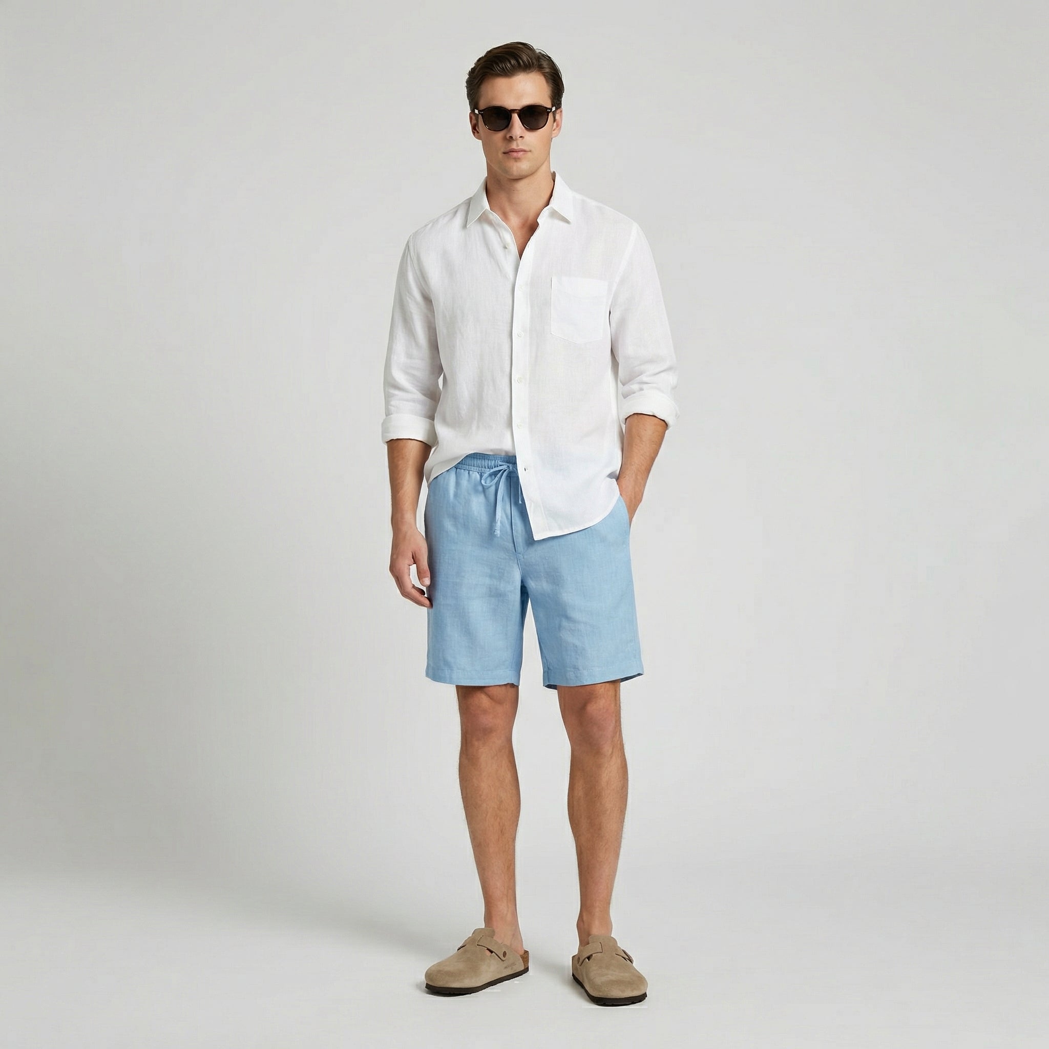 Herren Atmungsaktive Leinen-Sommershorts