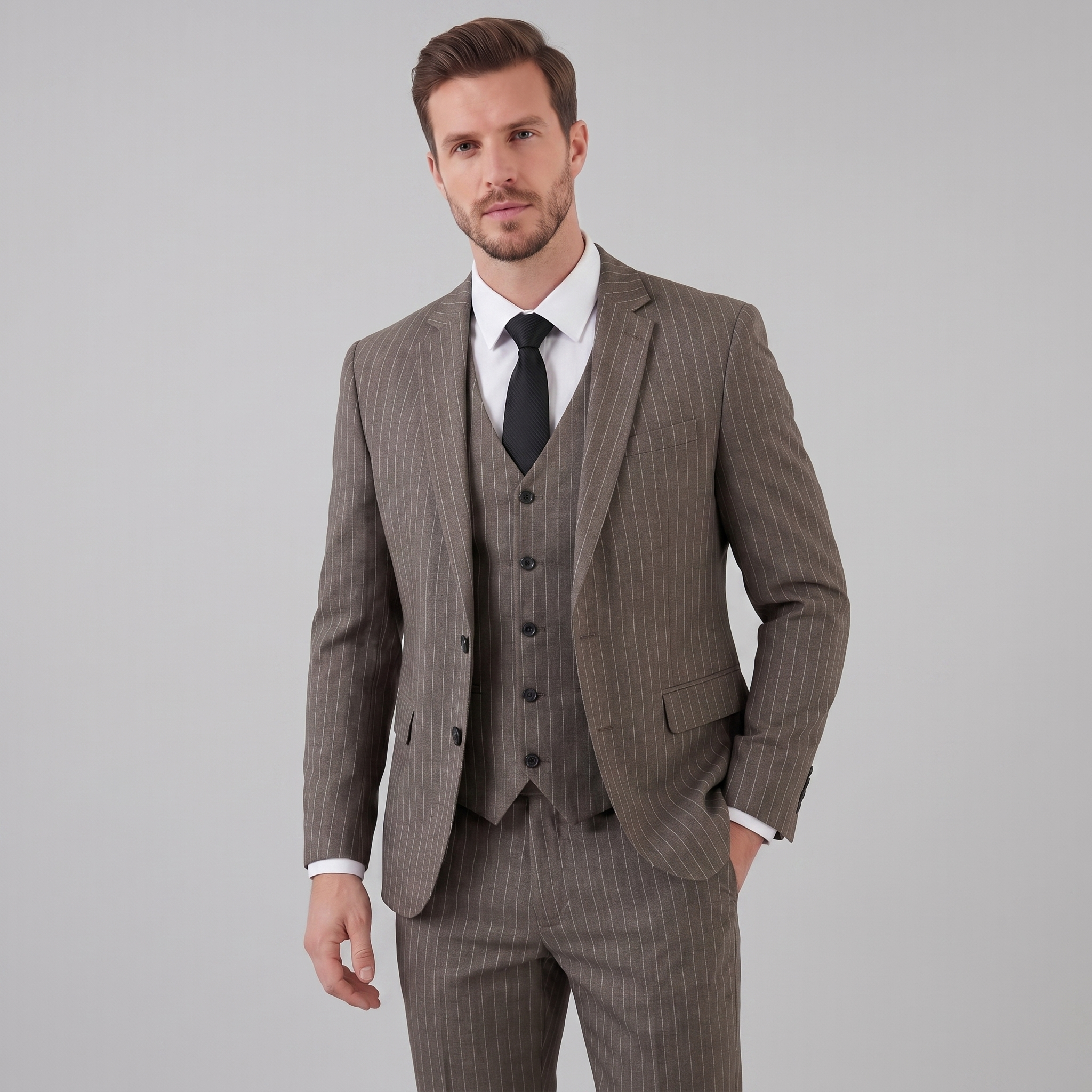 Herren-Business-Anzugset mit Streifenblazer