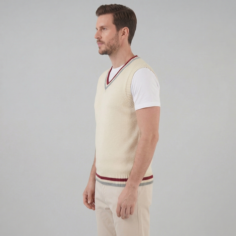 Herren Kabelstrick V-Ausschnitt Strickweste