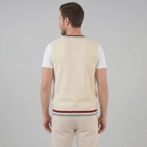 Herren Kabelstrick V-Ausschnitt Strickweste