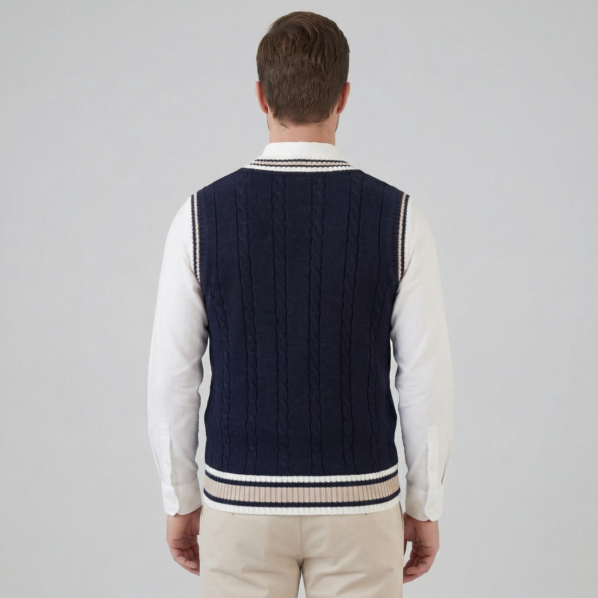 Herren Kabelstrick V-Ausschnitt Strickweste