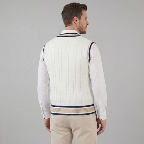 Herren Kabelstrick V-Ausschnitt Strickweste
