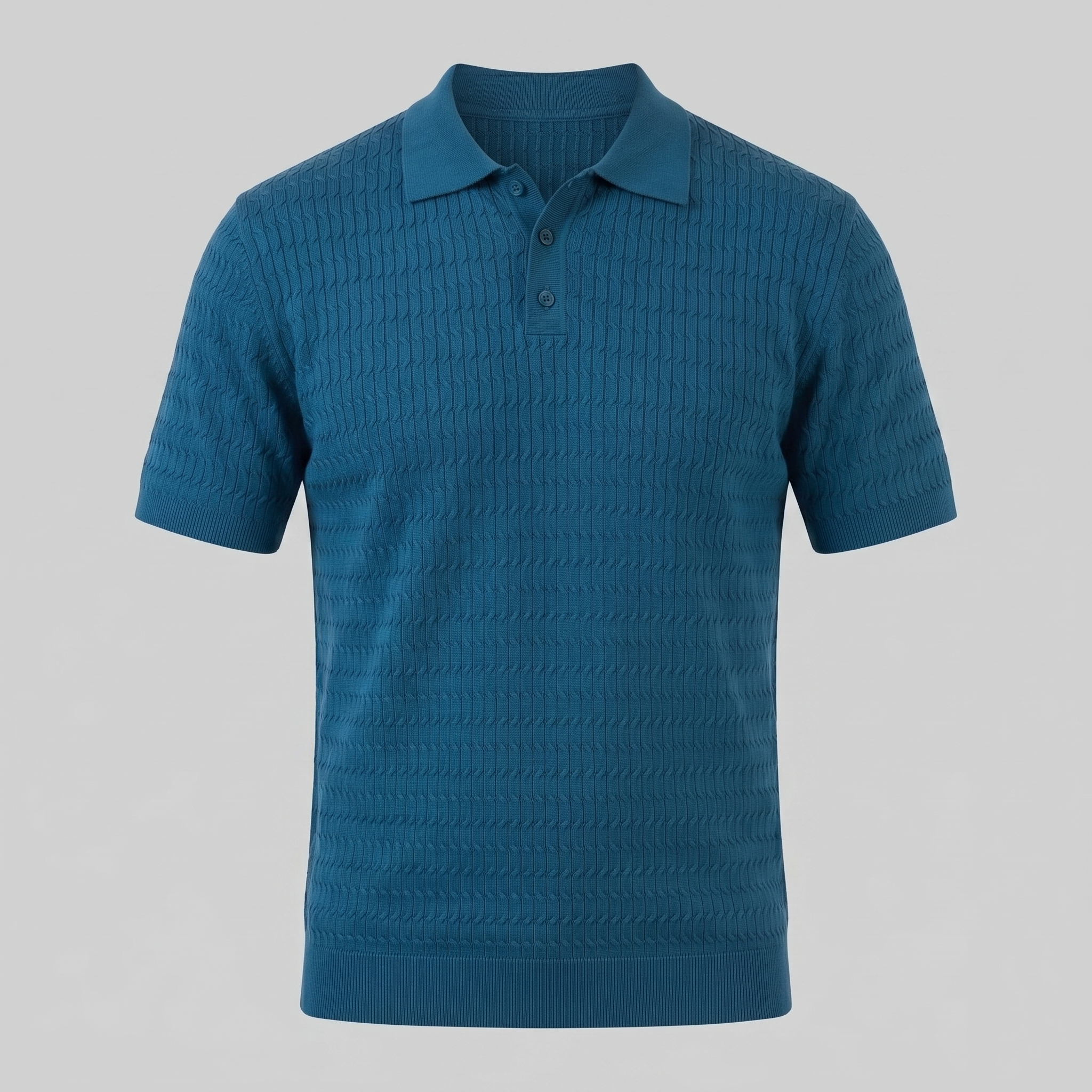 Herren Kabelstrick Polohemd Mit Kabelstruktur