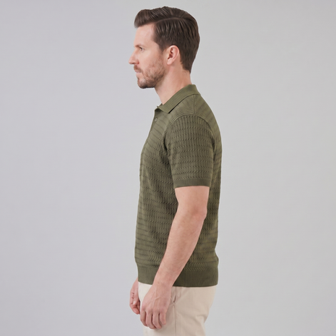Herren Kabelstrick Polohemd Mit Kabelstruktur