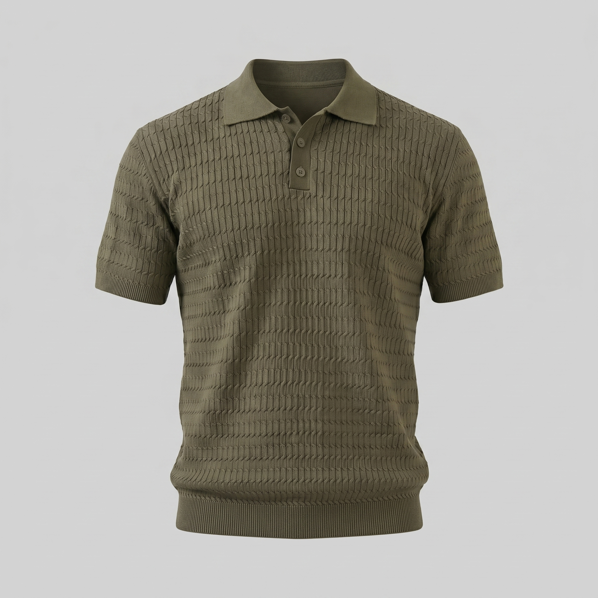 Herren Kabelstrick Polohemd Mit Kabelstruktur