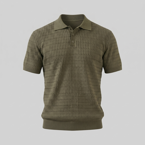 Herren Kabelstrick Polohemd Mit Kabelstruktur
