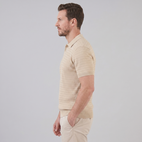 Herren Kabelstrick Polohemd Mit Kabelstruktur