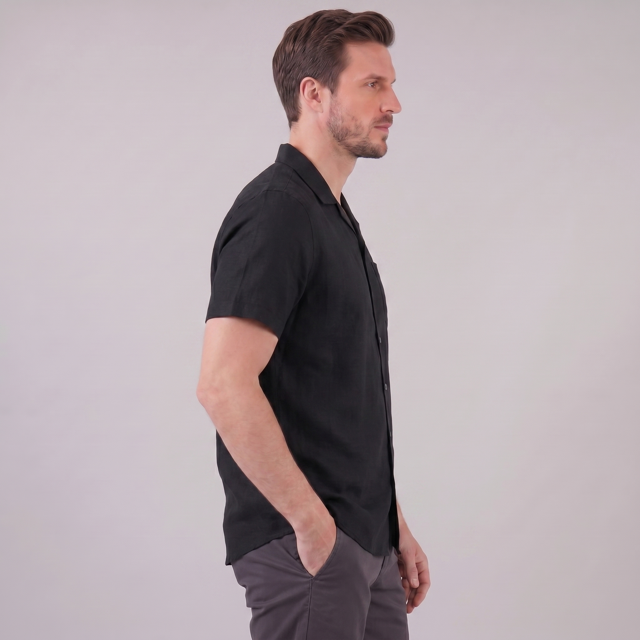 Herren Camp-Kragen Kurzarmhemd