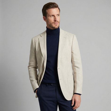 Herren Lässiger Leinen Blazer Jacke
