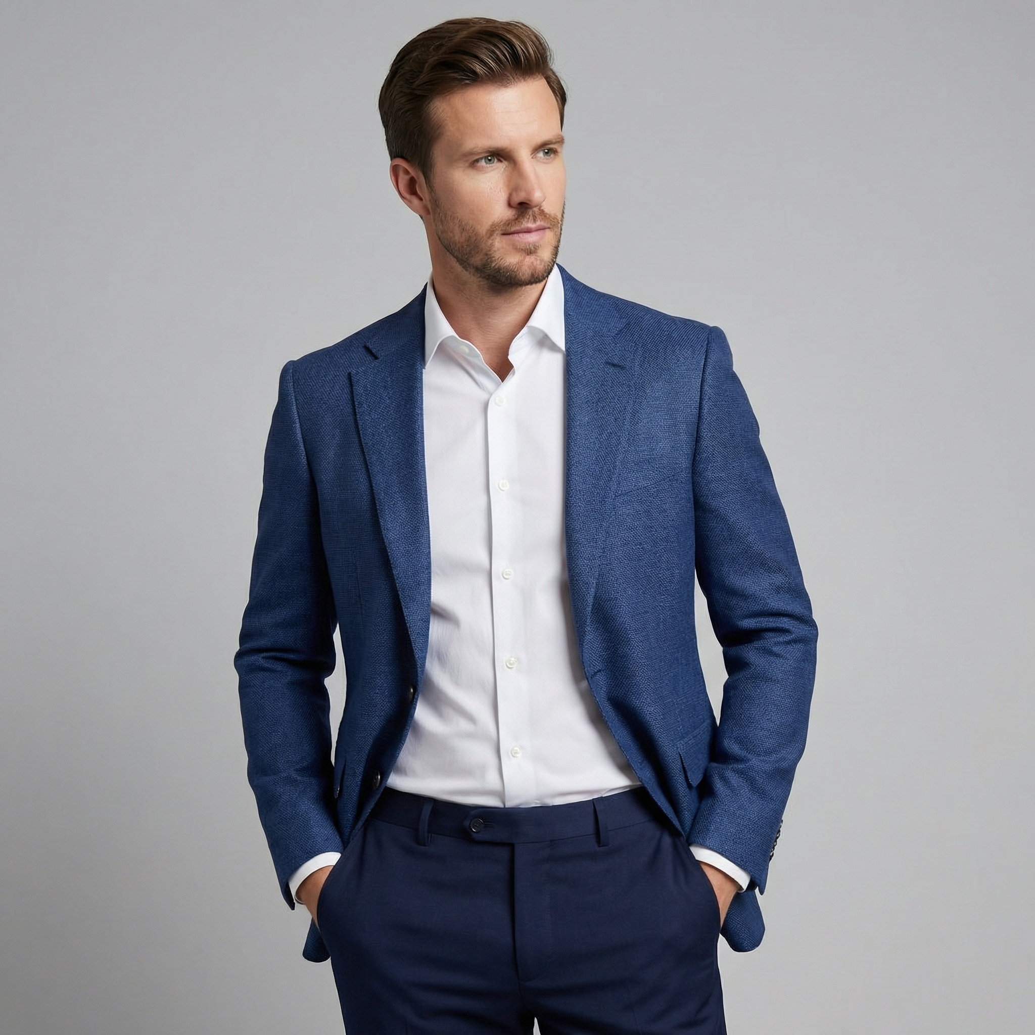 Herren Lässiger Leinen Blazer Jacke